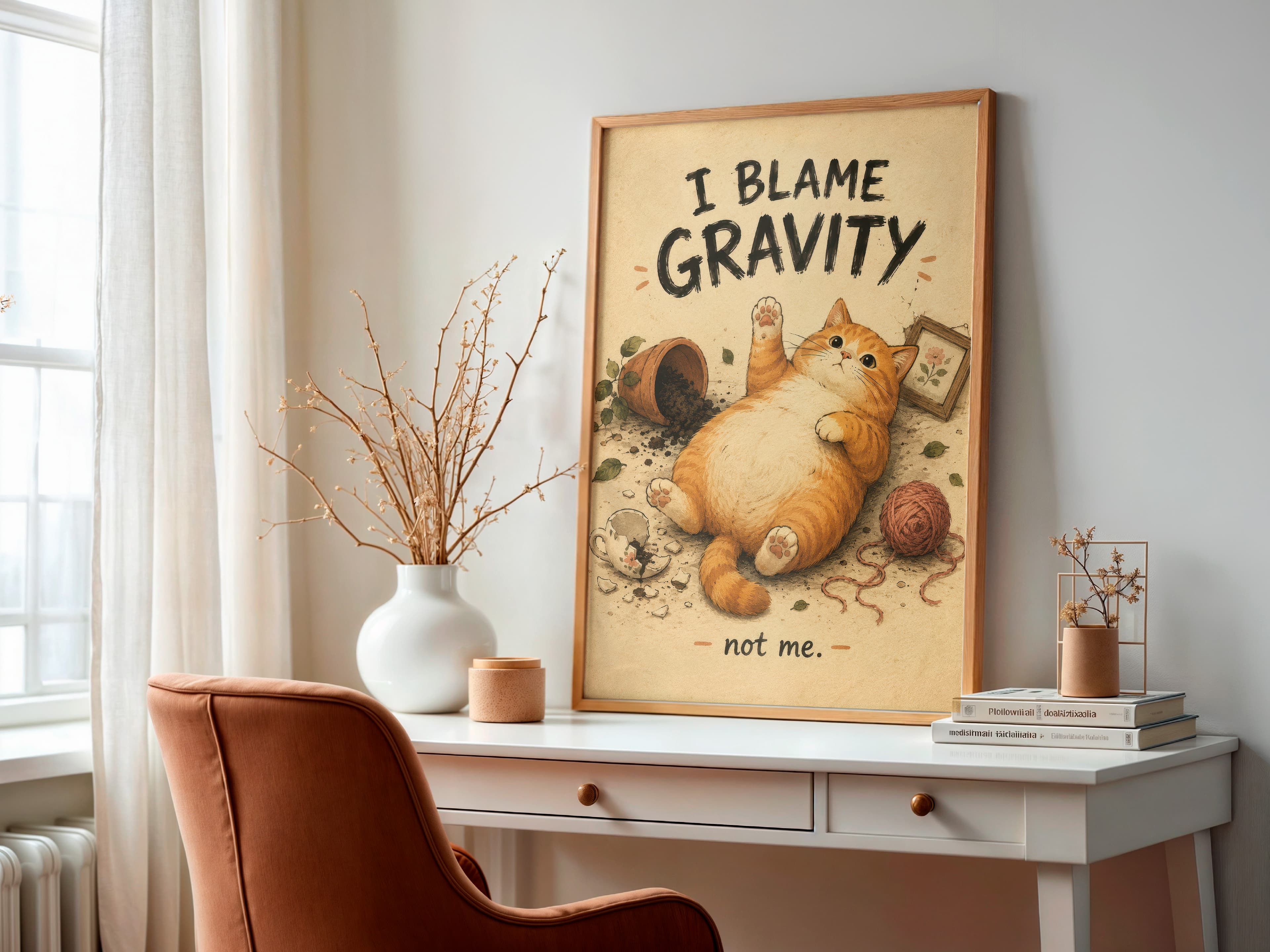 Chubby Cat Bathroom Poster