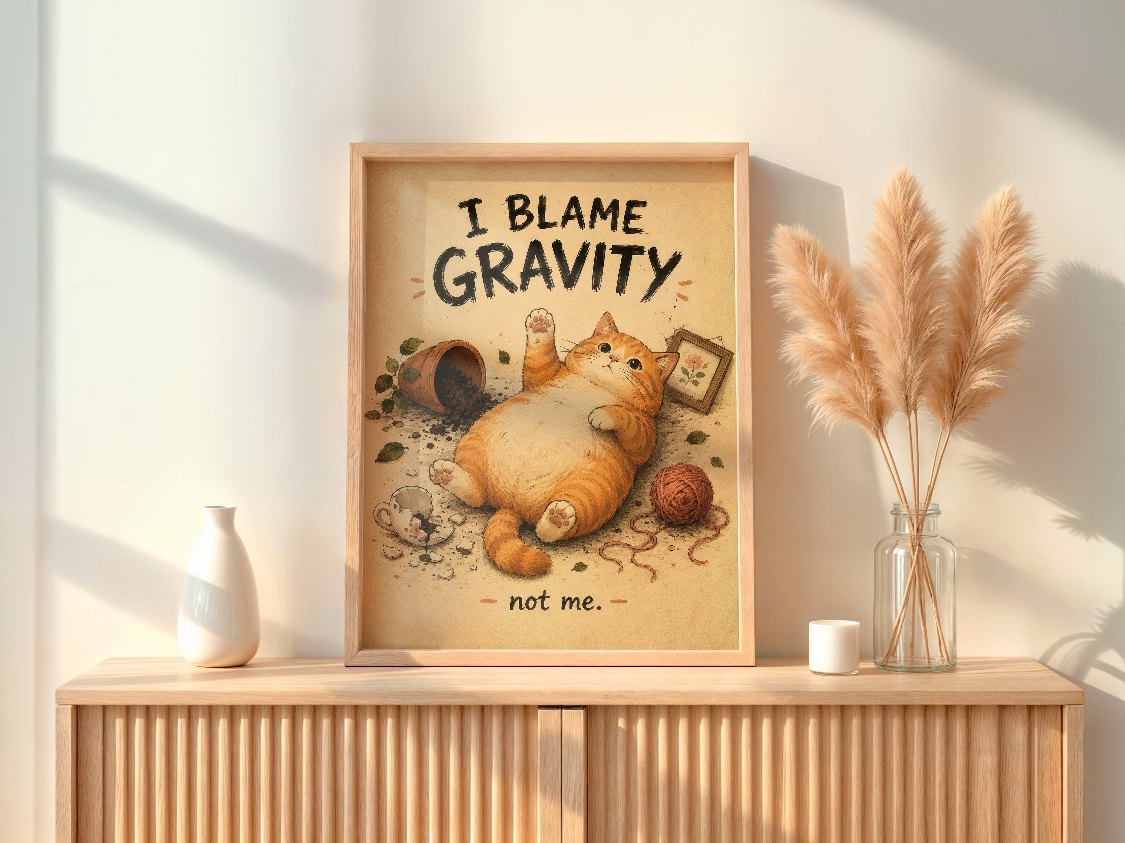 Chubby Cat Bathroom Poster