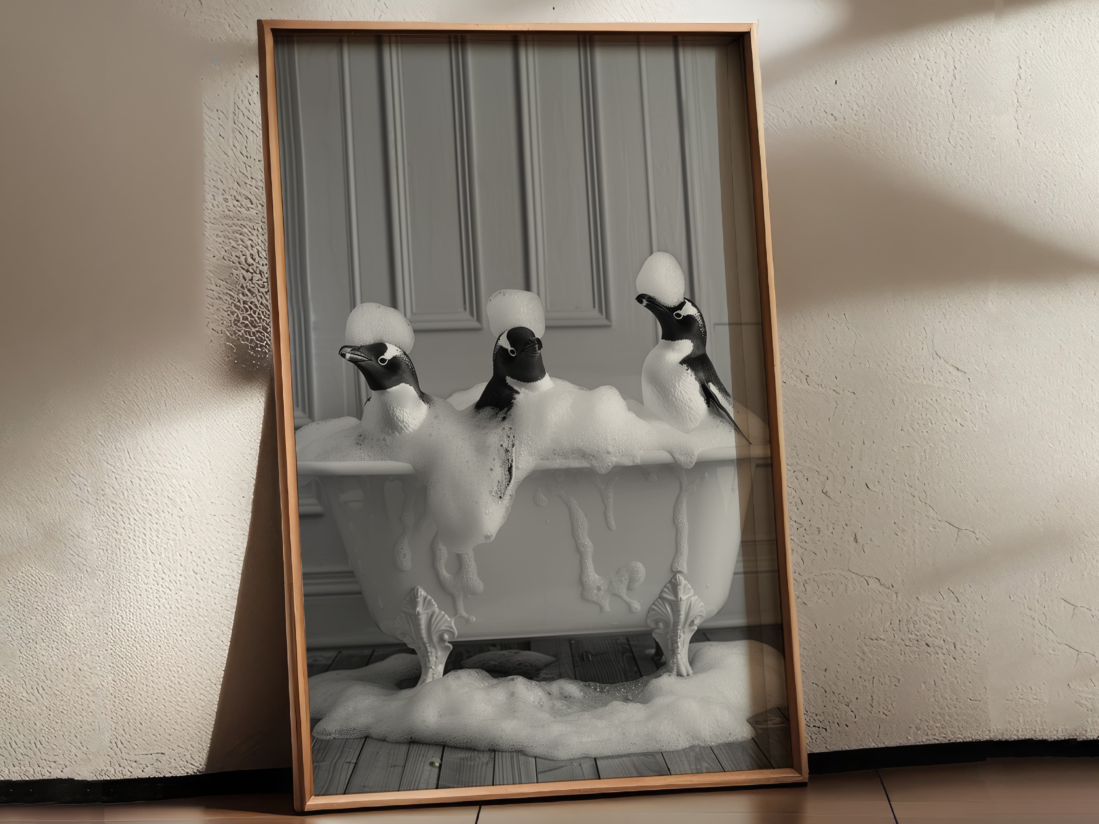 Penguin Bath Print