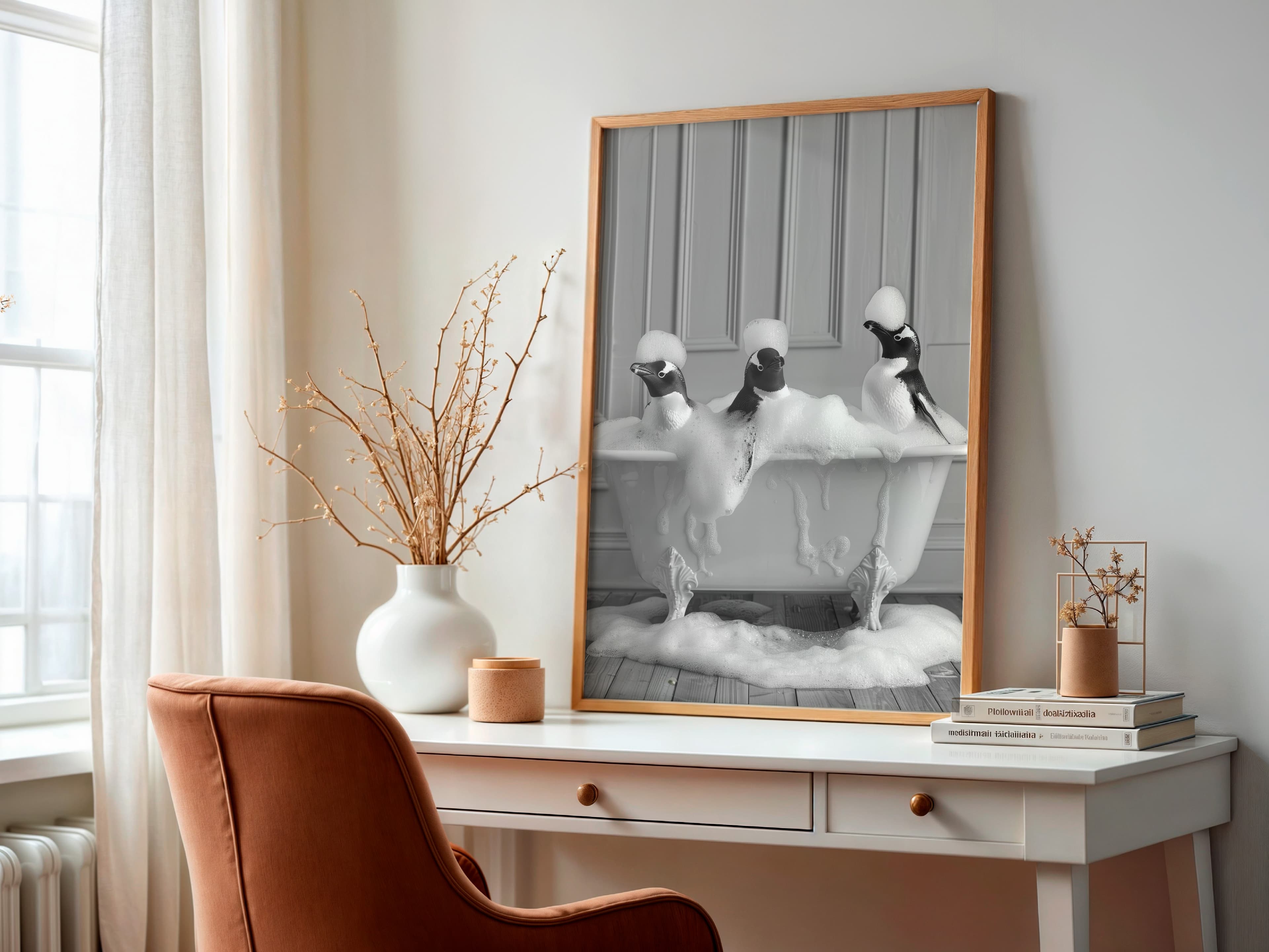 Penguin Bath Print