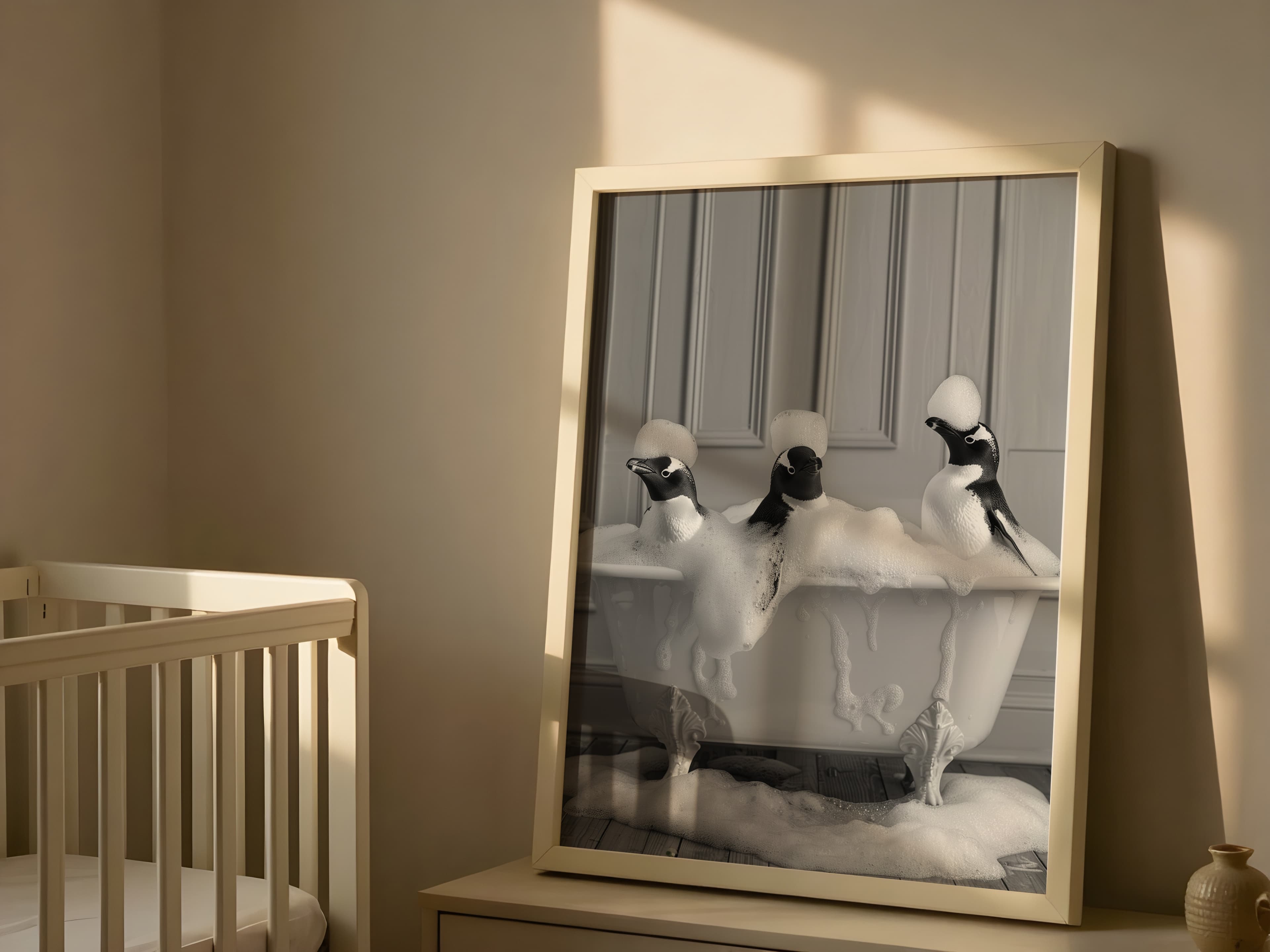 Penguin Bath Print