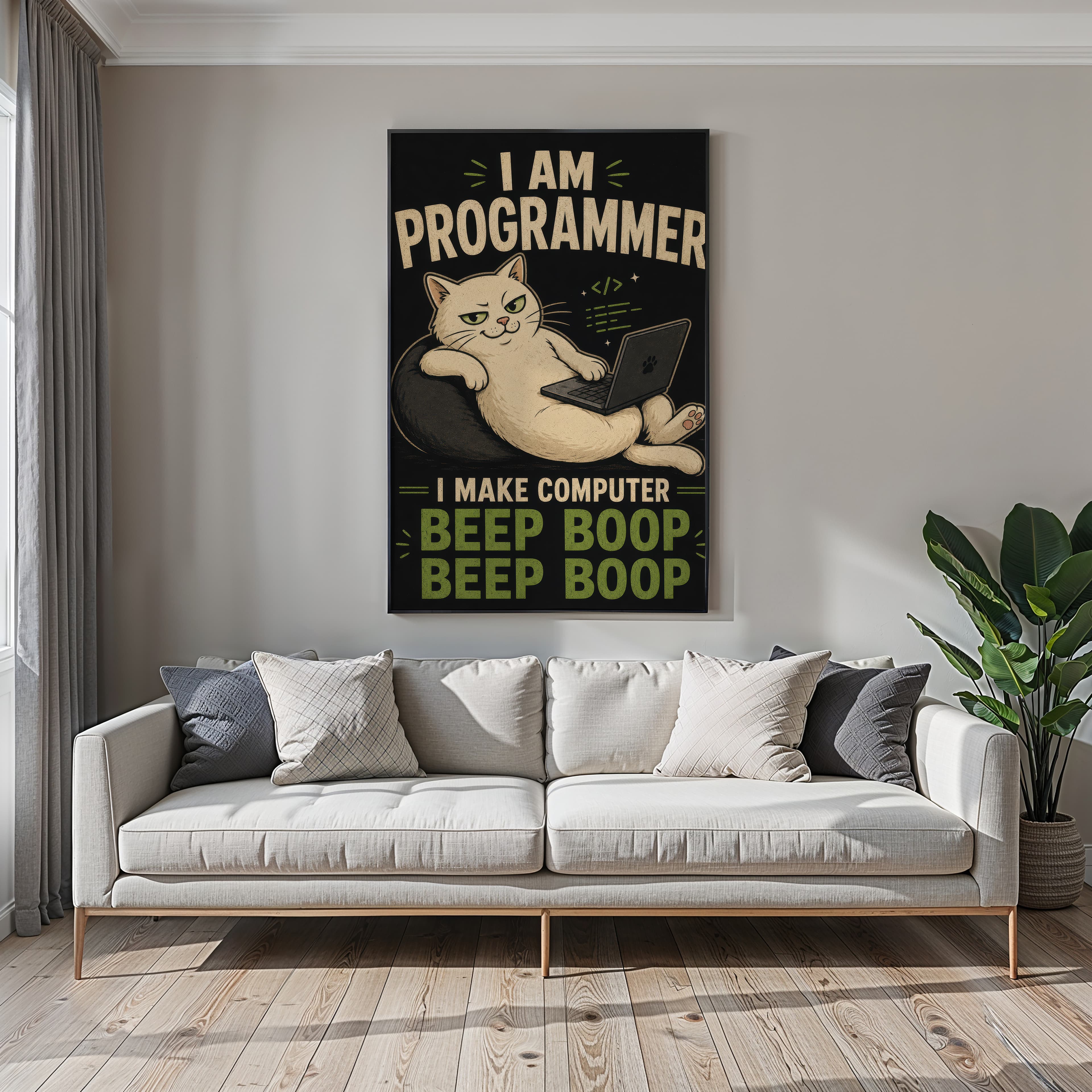 Cat on Laptop Print