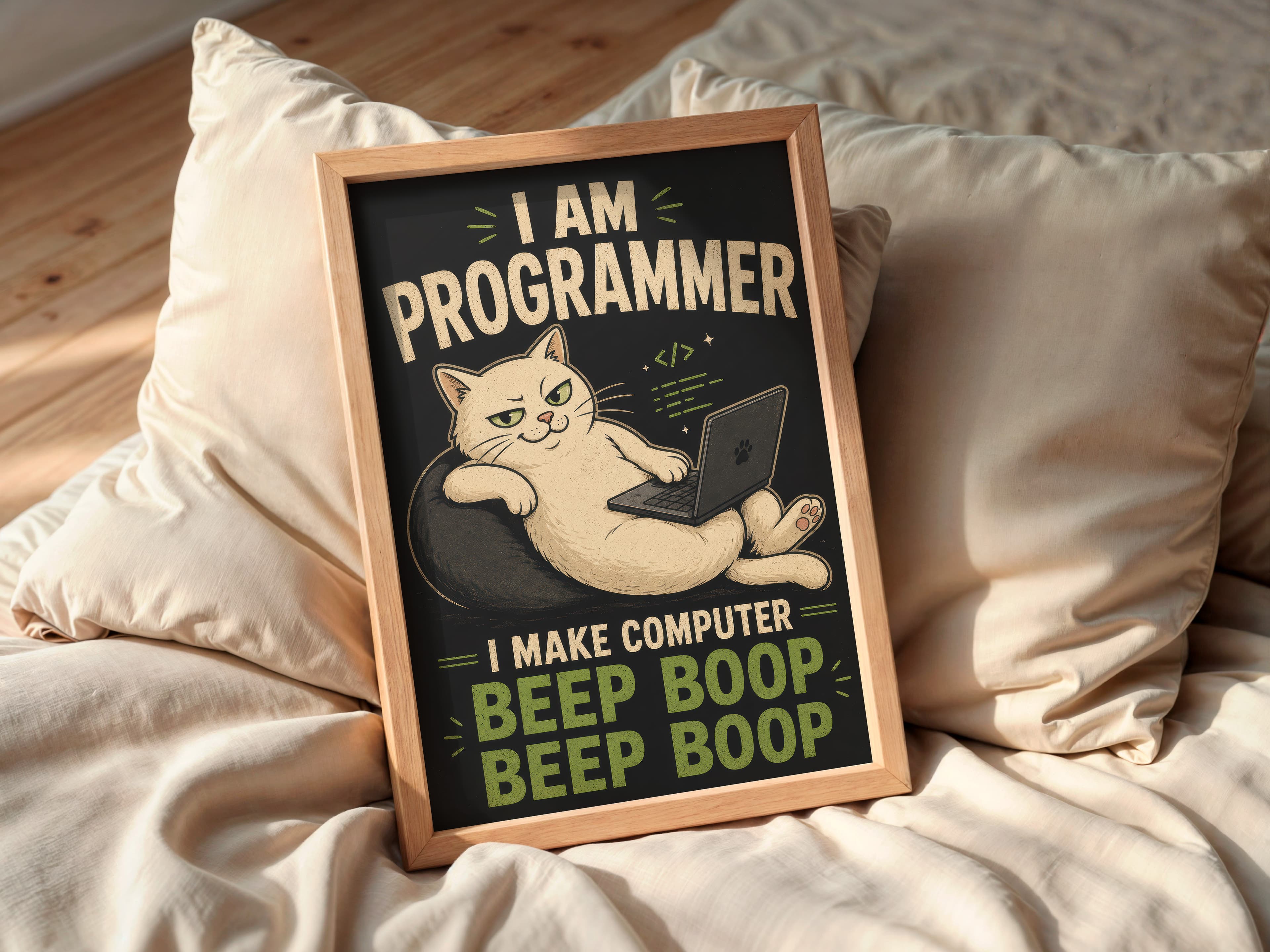 Cat on Laptop Print