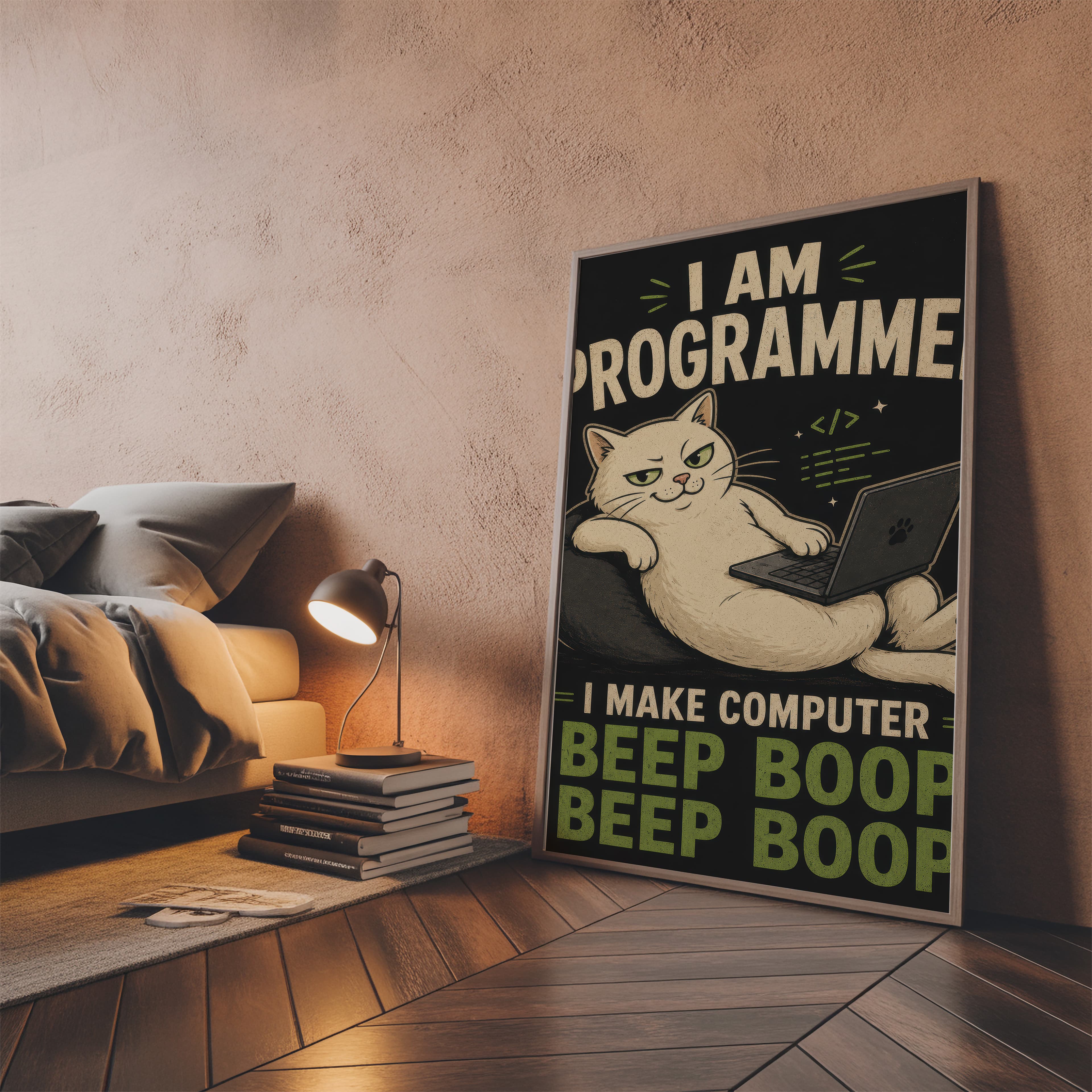 Cat on Laptop Print