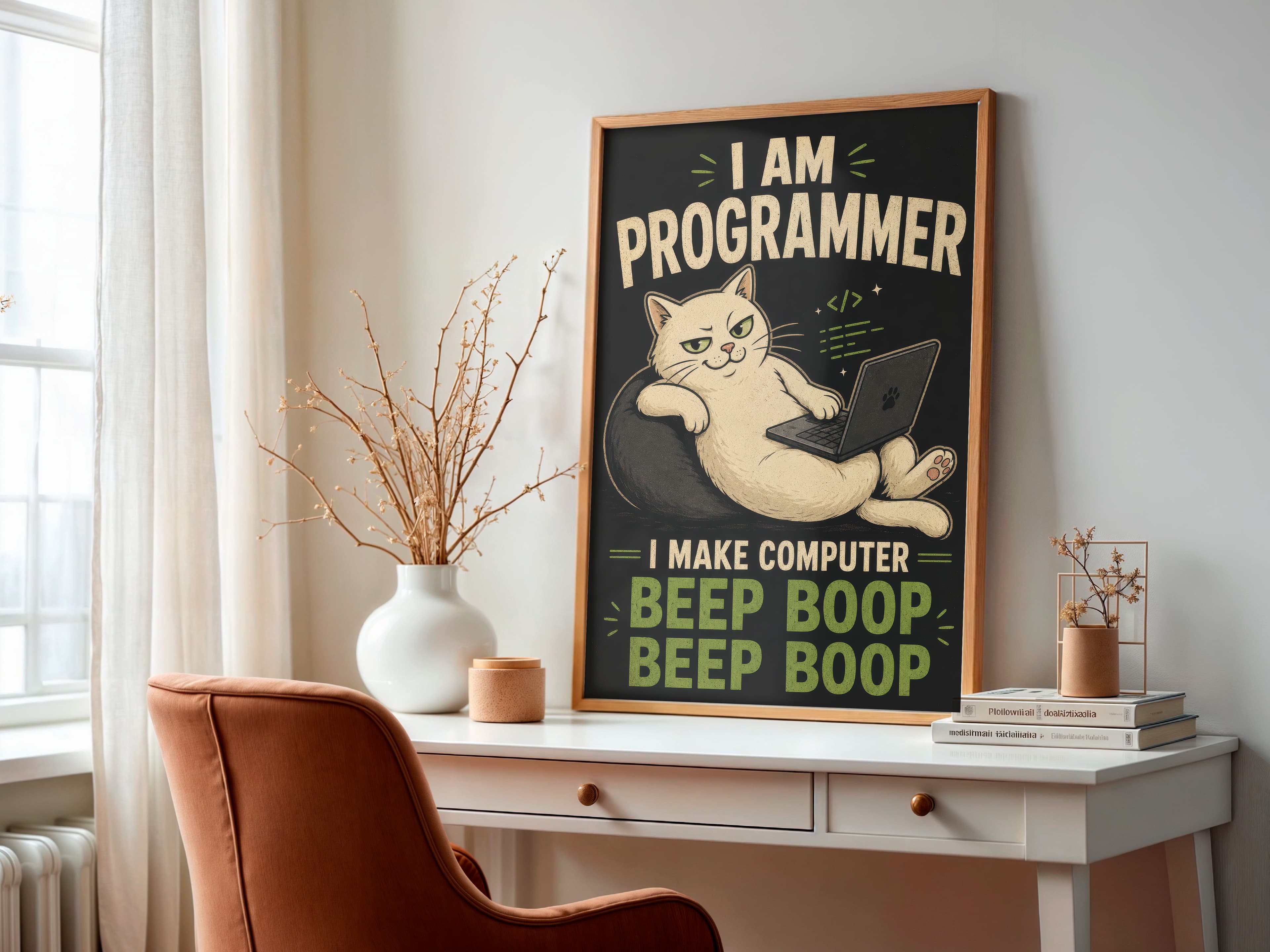 Cat on Laptop Print