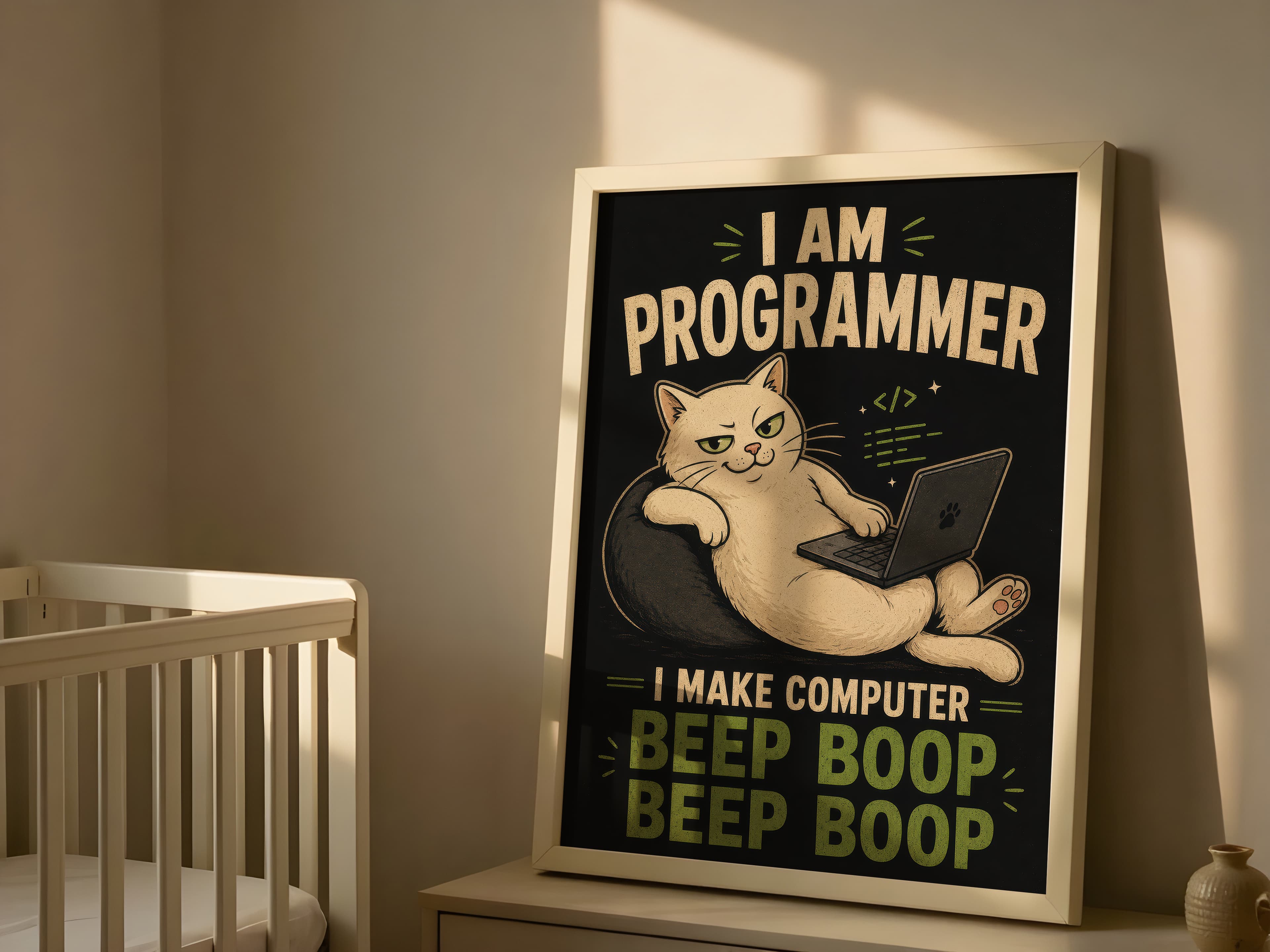 Cat on Laptop Print