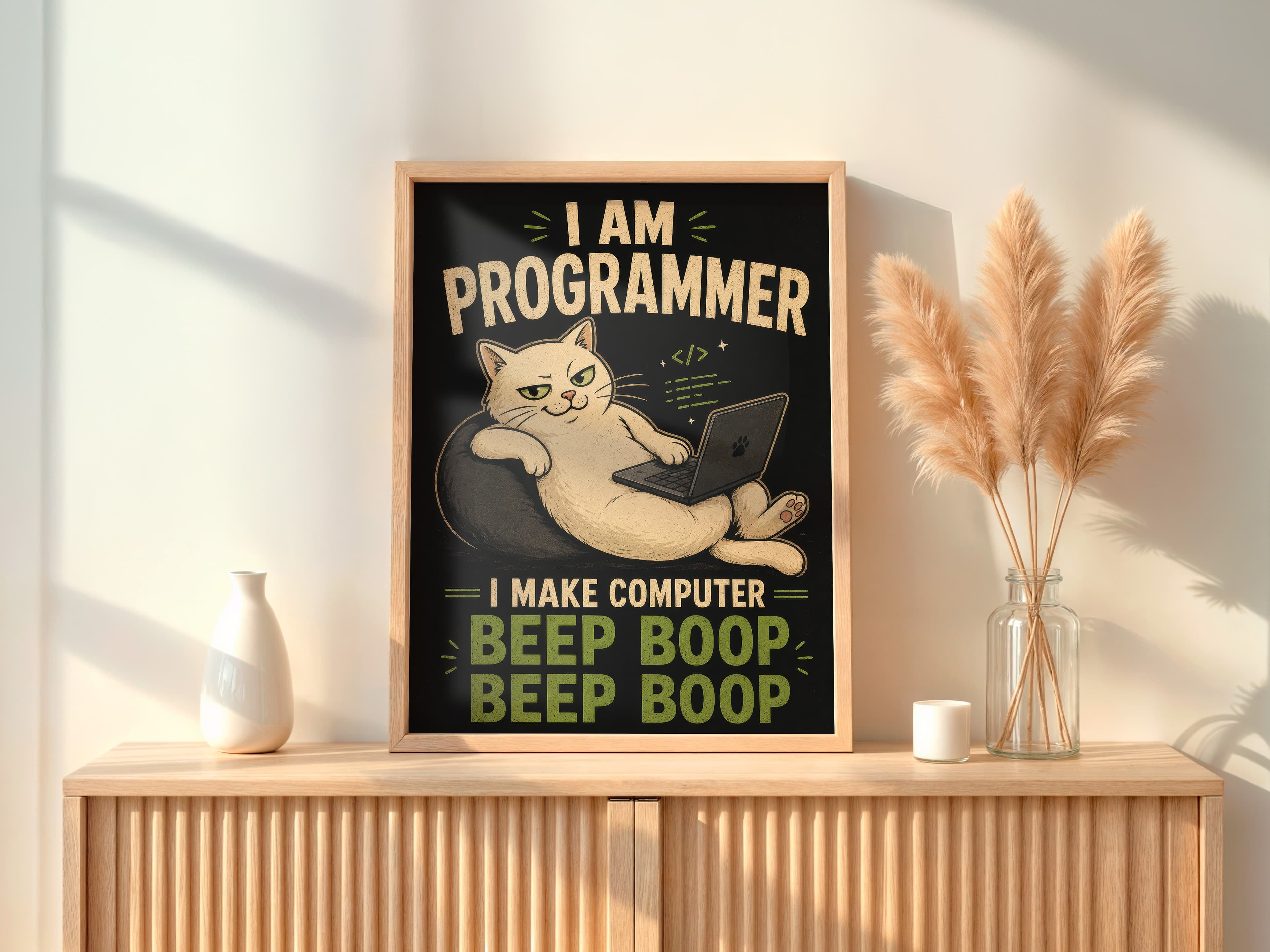 Cat on Laptop Print