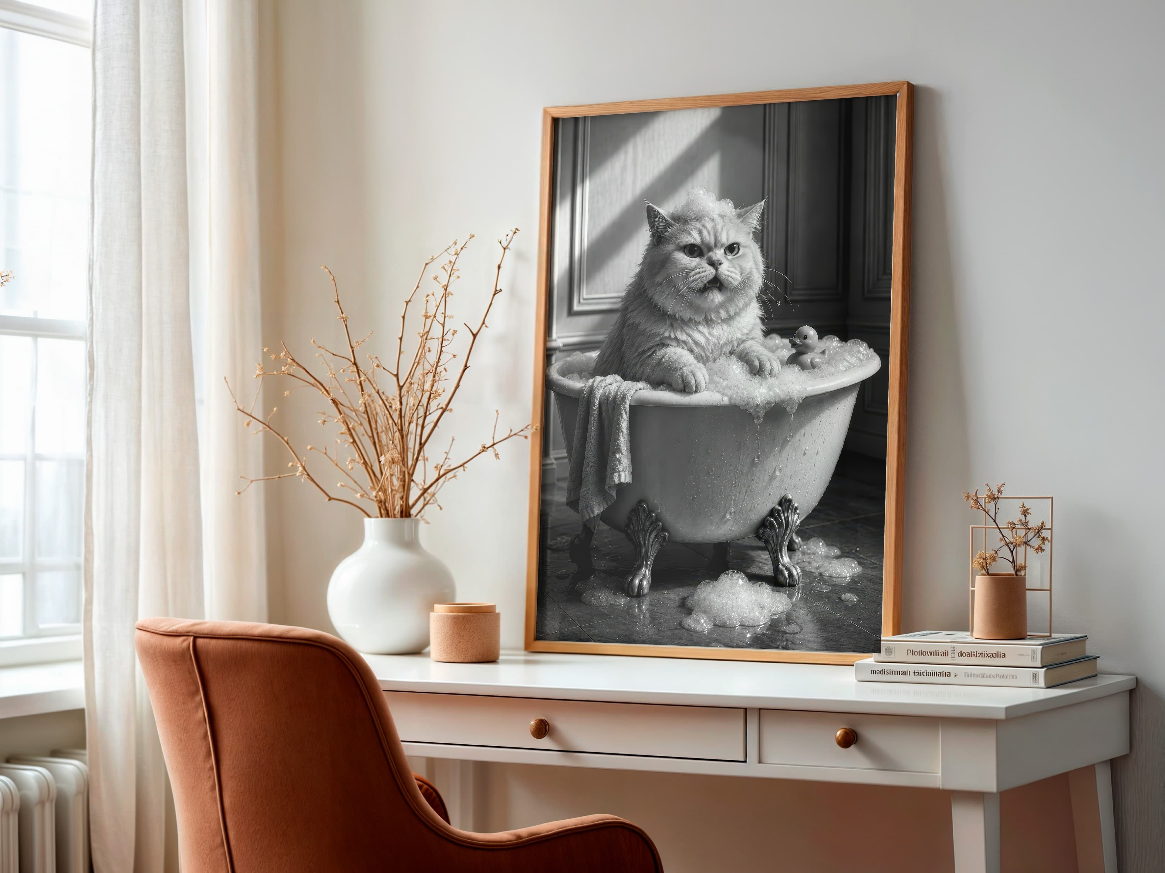 Cat in Bathtub Print
