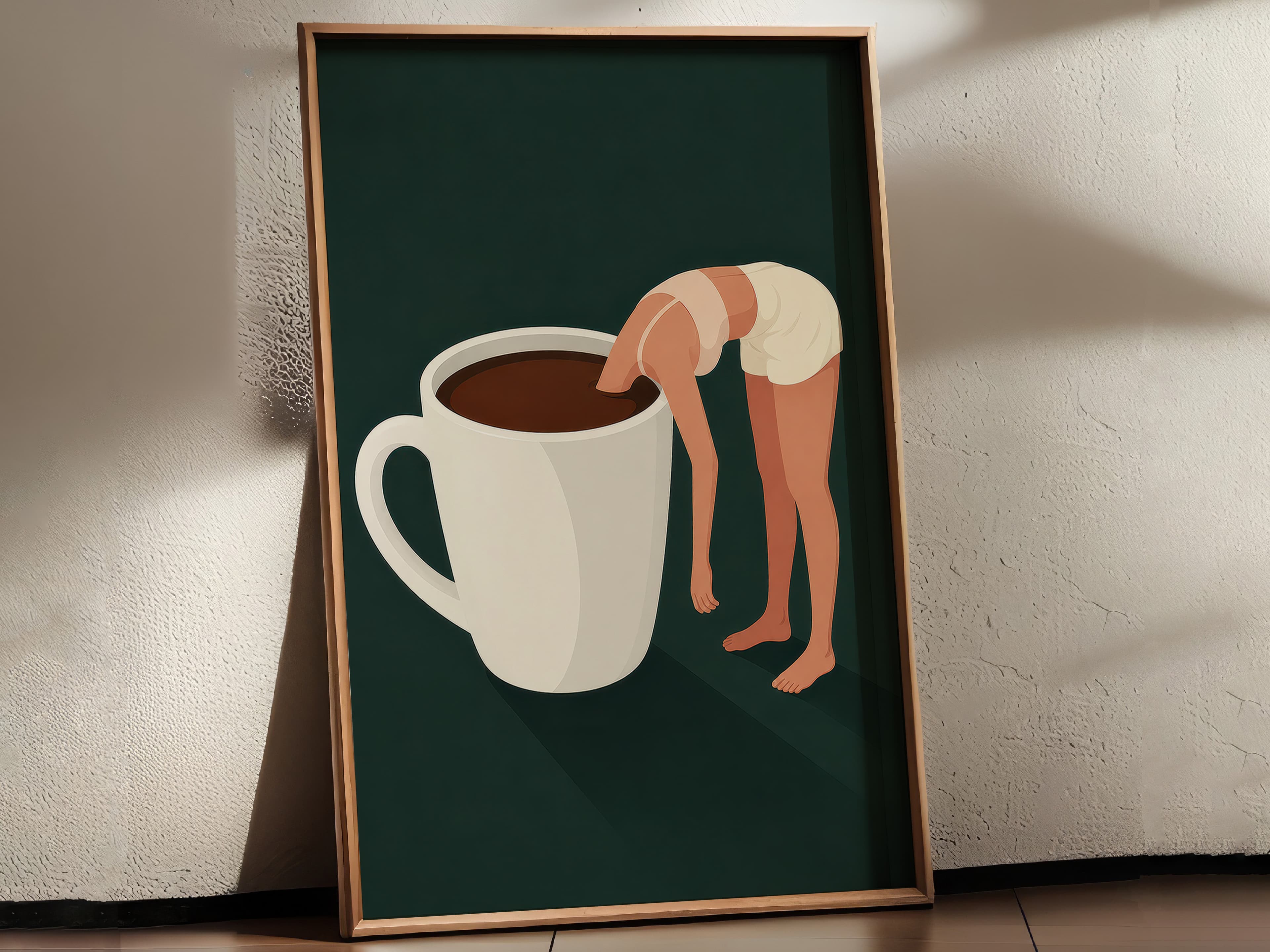Woman in Coffee Cup Print